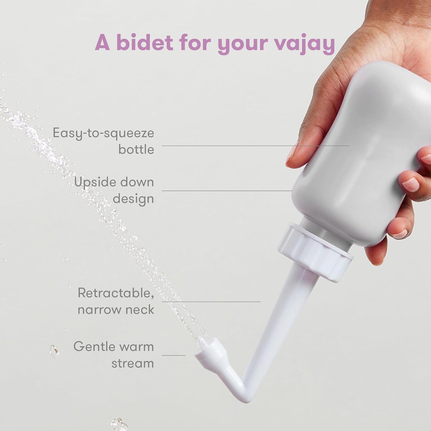 Frida Mom Upside Down Peri Bottle Sprayer, Perineal Care & Postpartum Recovery, Portable Travel Bidet & Perineal Cleanser with Travel Bag, Postpartum Essential, Gray