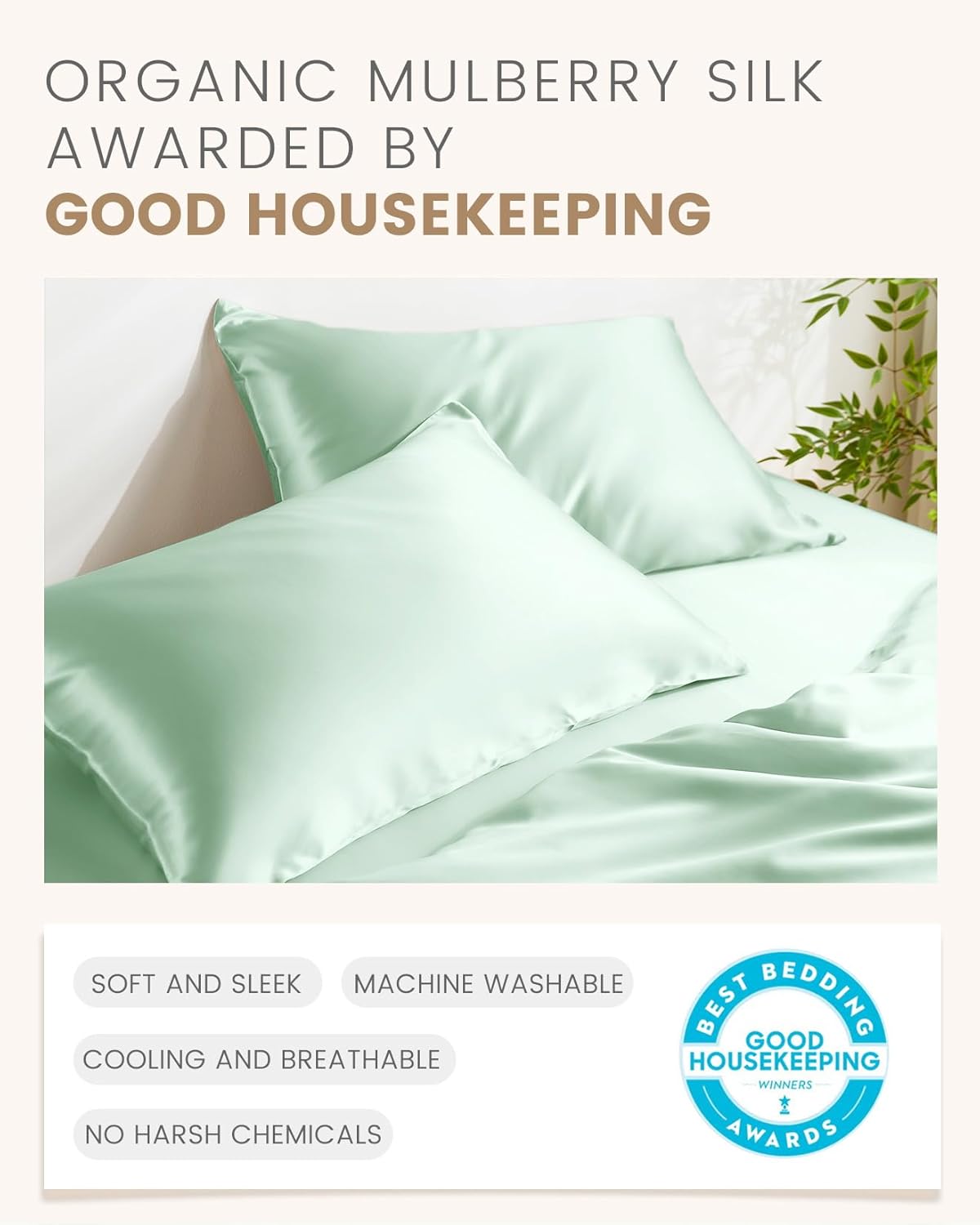 THXSILK 100% Mulberry Silk Pillowcase for Hair and Skin, Grade 6A+ Mulberry Silk Pillow Case Soft and Breathable, Hypoallergenic Pillow Case Cover with Zipper, 1pc (Queen 20"x30", Turquoise Green)