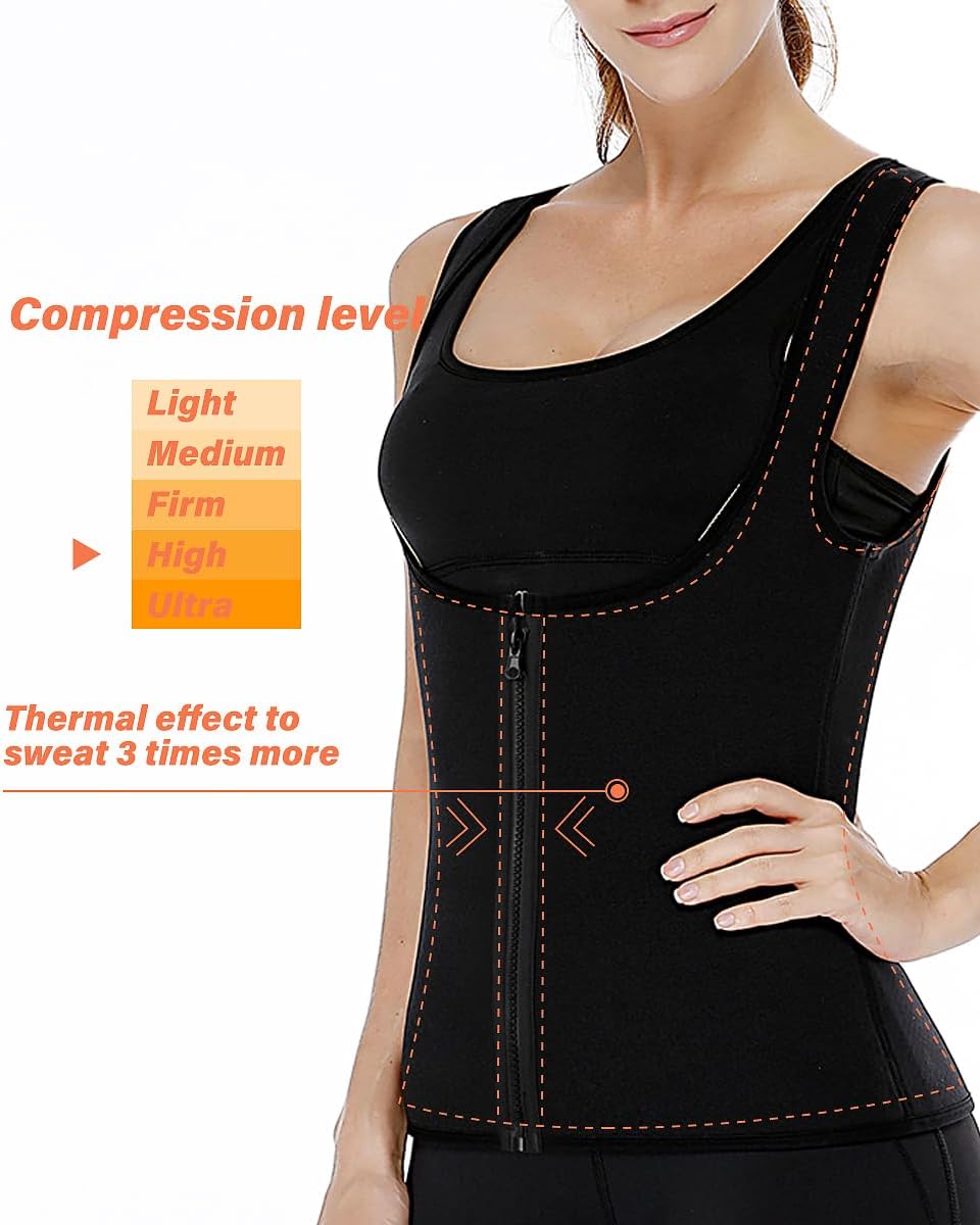 NonEcho Women Sauna Sweat Suit Spa Cami Hot Neoprene Slimming Workout Vest Body Shaper Waist Trainer Top