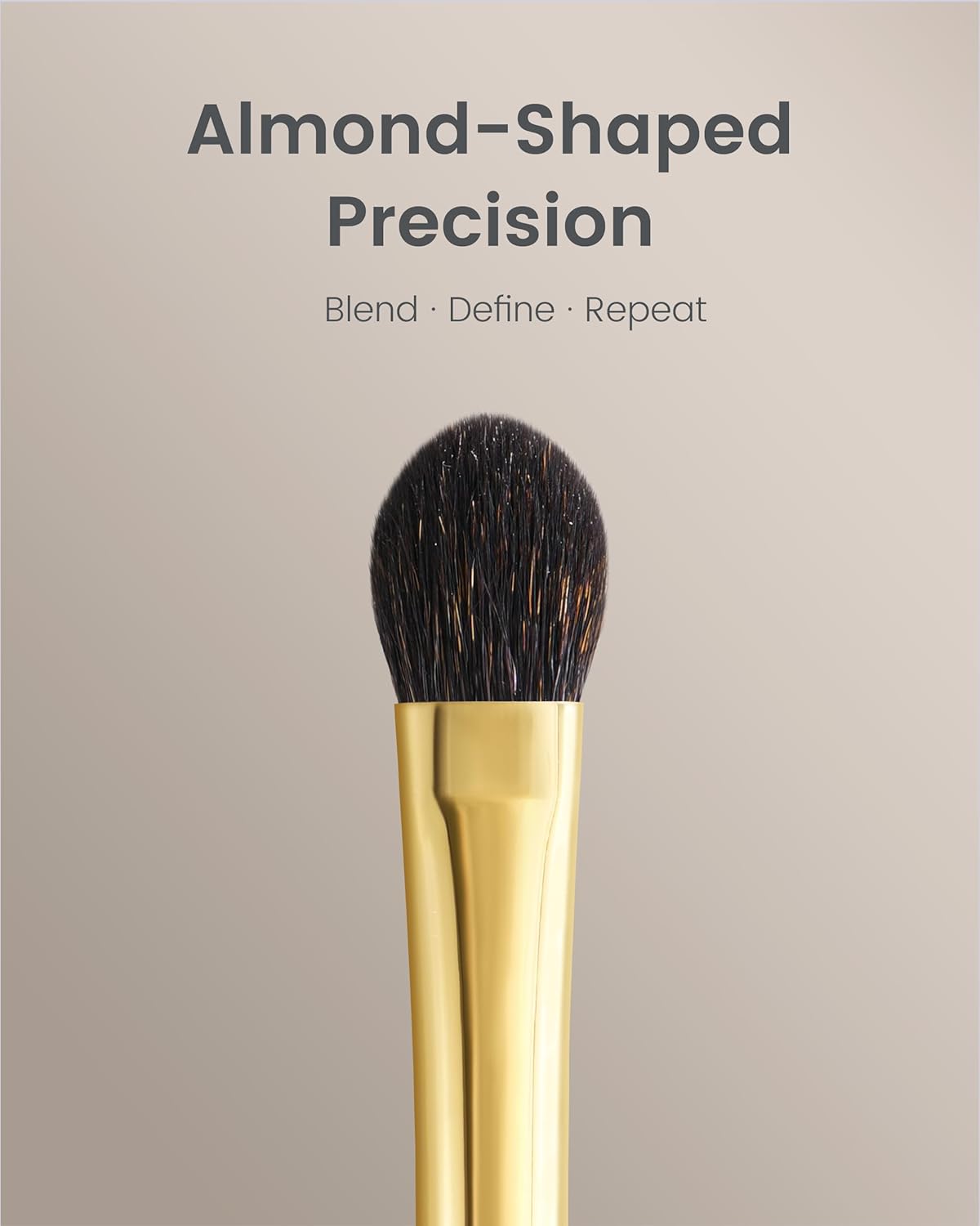 Desert Oak Series Almond Blending Brush - Squirrel & Goat Hair (30/70) for Gentle Powder Application, Bubinga Handle & Brass Ferrule (CM 172)