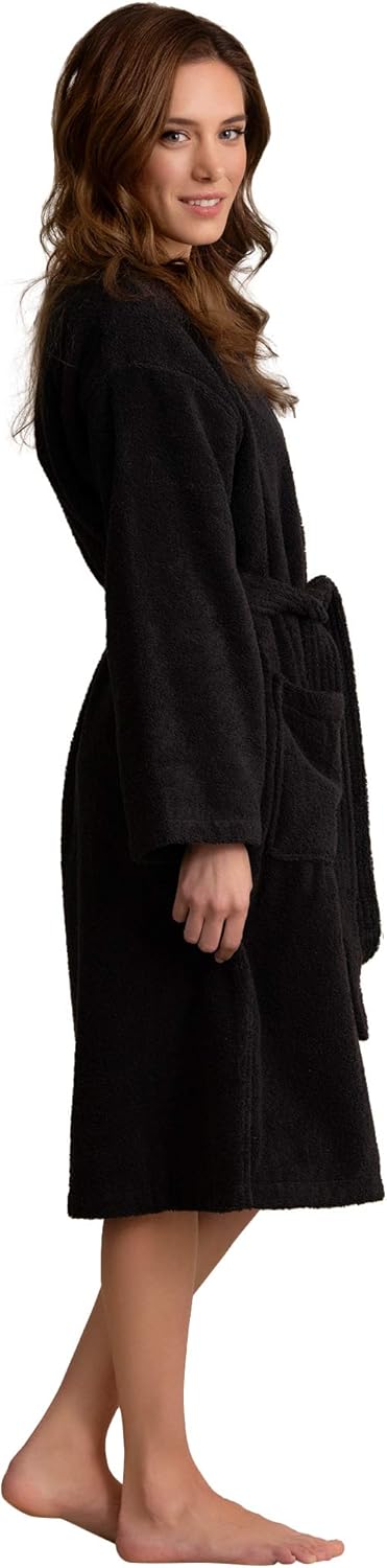 Soft Touch Linen Women's Robe Terry Cloth Kimono Bathrobe Thick 100% Cotton