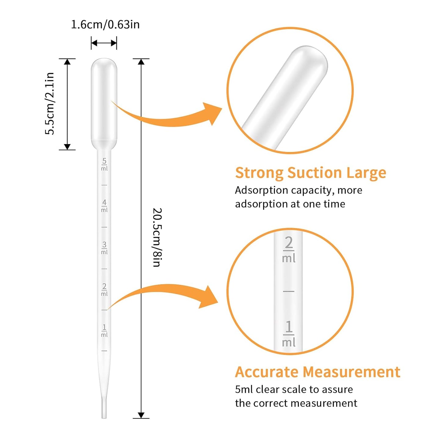G2PLUS Disposable Plastic Dropper – 25pcs Transfer Pipettes, 5ml Graduated Dropper for Essential Oils, Lab Use, DIY Crafts