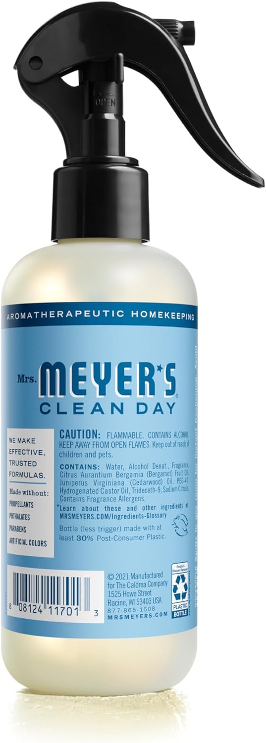 MRS. MEYER'S CLEAN DAY Room and Air Freshener Spray, Non-Aerosol Spray Bottle Infused with Essential Oils, Rain Water, 8 fl. oz - Pack of 3
