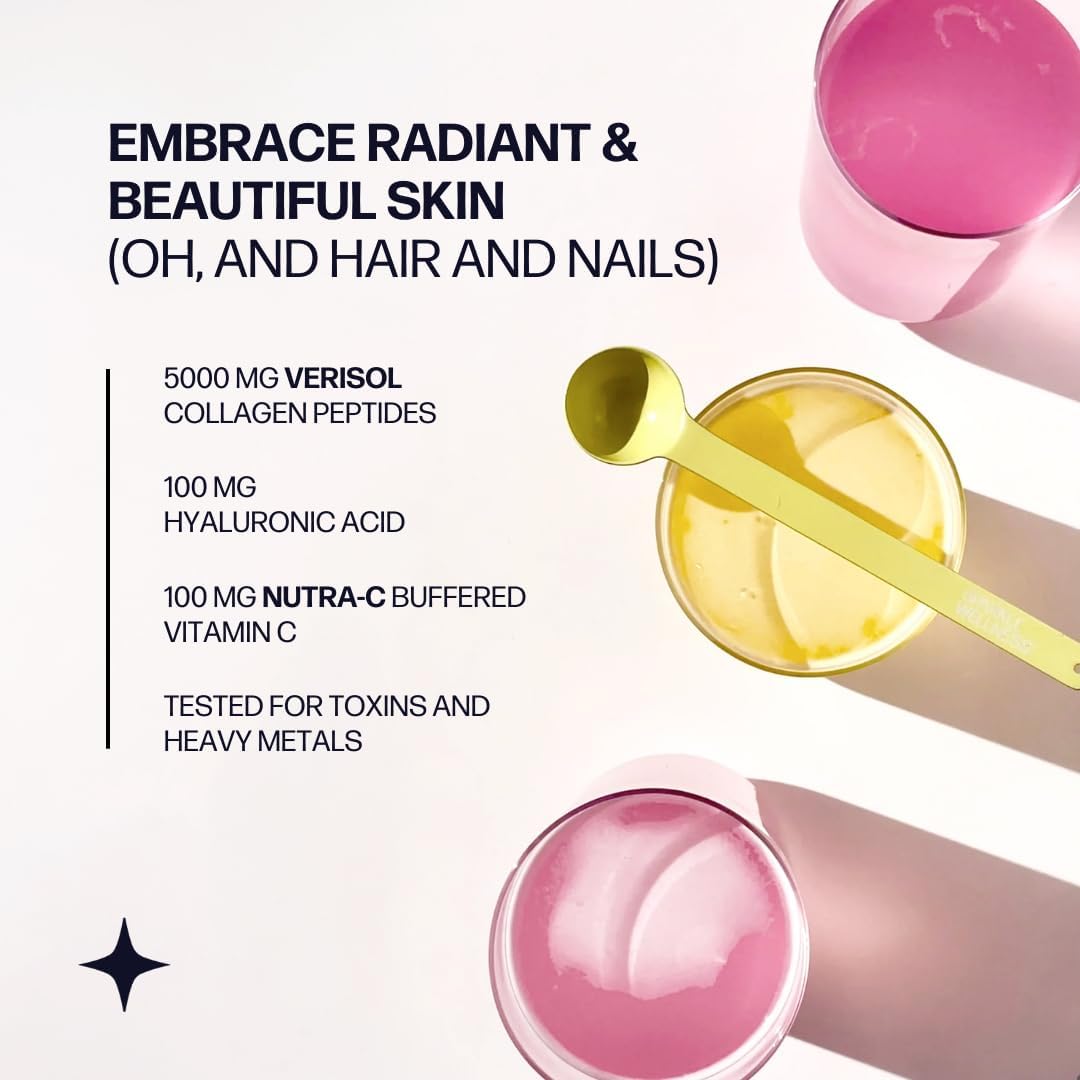 Sparkle Wellness VERISOL Bioactive Hydrolyzed Collagen Peptides | Collagen Powder with Vitamin C & Hyaluronic Acid for Hair, Skin, and Nail Health | Skin Boost Plus (Acai Lemonade) [50-Serves]