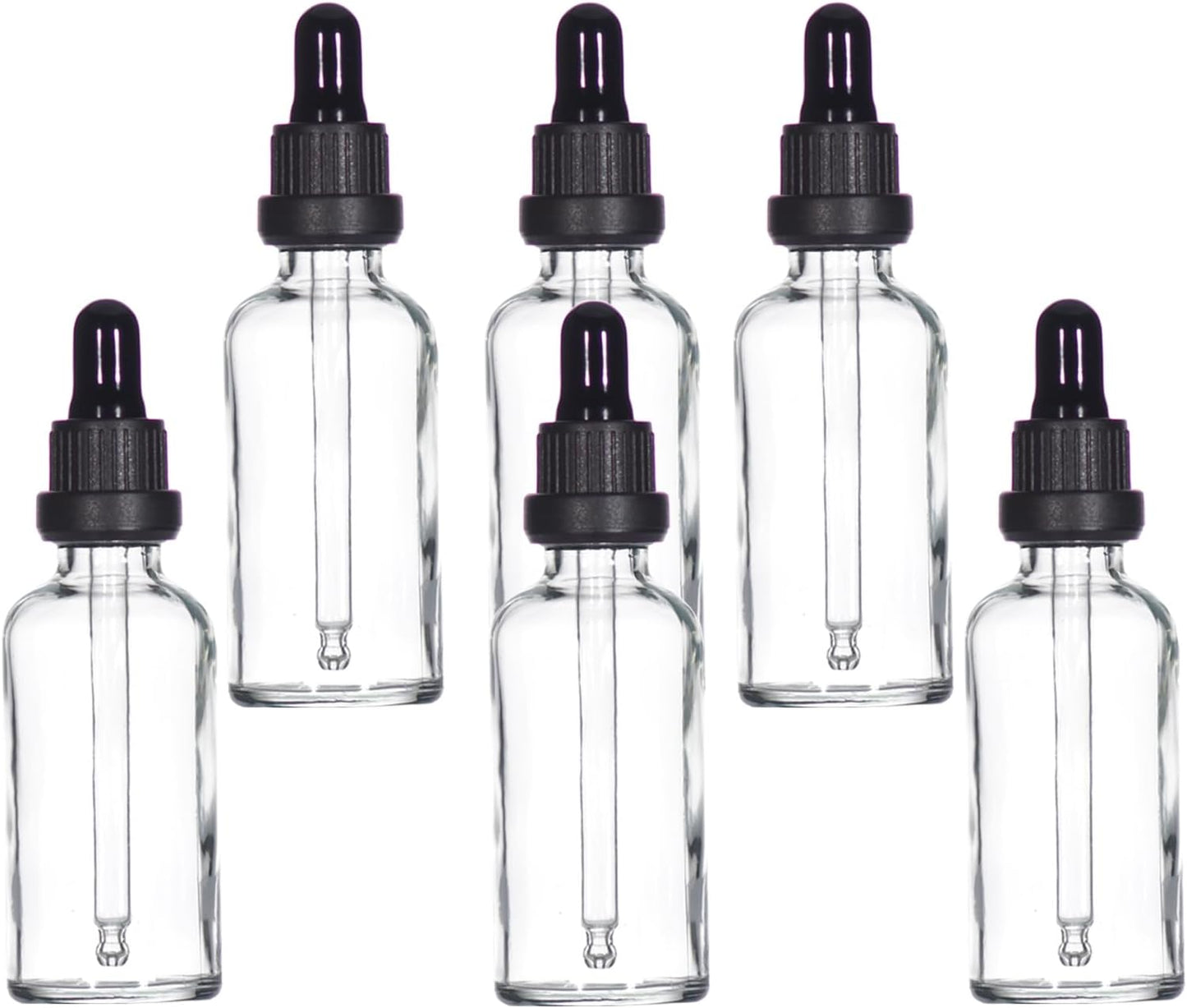 YIZHAO Clear Glass Dropper Bottle 2oz, Tincture Bottles with Glass Dropper, for Essential Oils, Aromatherapy, Cosmetic, Laboratory, Pharmacy, Liquids, Travel –6 Pcs