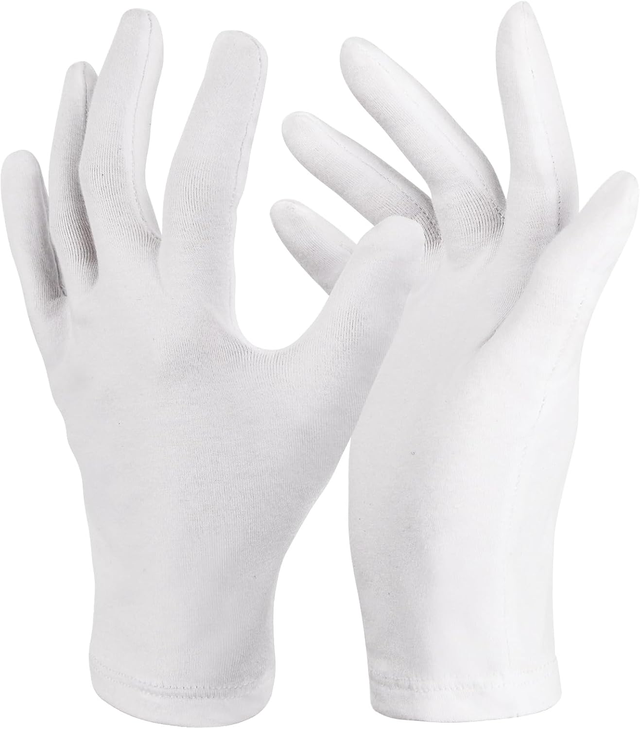 Donfri 2 Pairs White Moisturizing Gloves Overnight Cotton Gloves for SPA, Dry Hands Eczema, Hand Care, Day and Night Healing，Reusable
