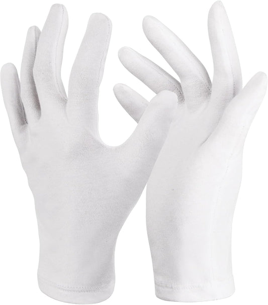Donfri 2 Pairs White Moisturizing Gloves Overnight Cotton Gloves for SPA, Dry Hands Eczema, Hand Care, Day and Night Healing，Reusable