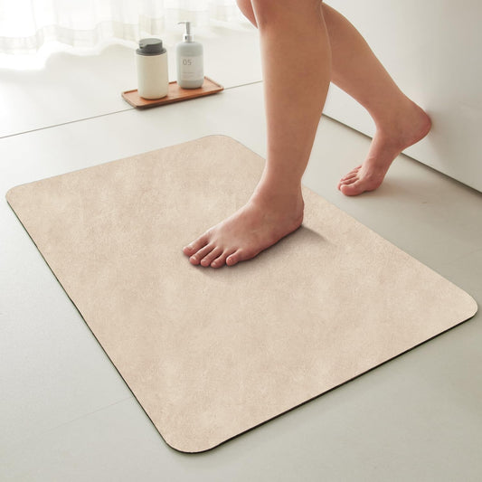 Bath Mat, Bathroom Rugs Non Slip Washable Thin Absorbent Quick Dry Bath Mat Fits Under Door Bathroom Floor Mat Perfect for Bath, Shower, or Sink 20"x48" Beige