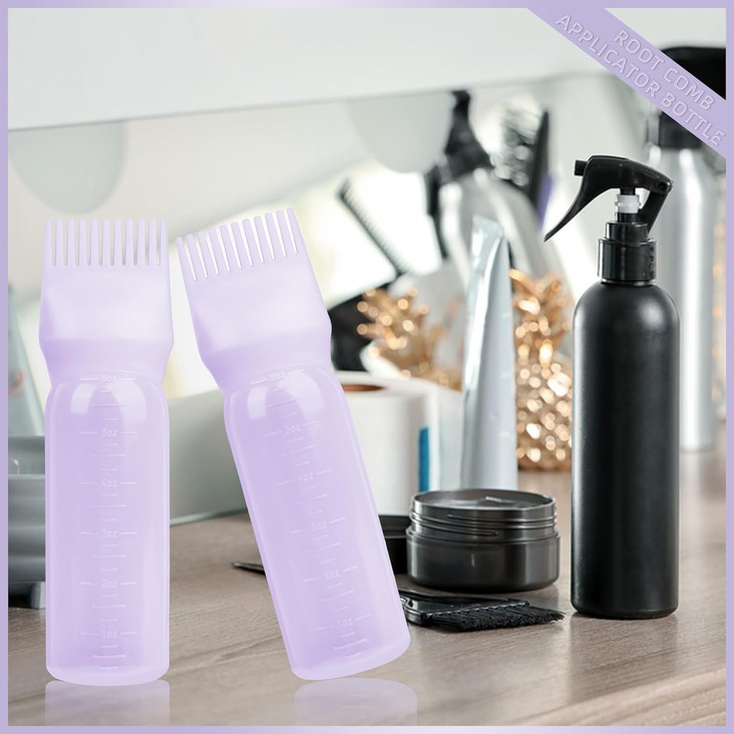 BLAAROOM Root Comb Applicator Bottle, 4 Pack Hair Oil Applicator with Root Comb Brush for Scalp Oil Hair Oiling