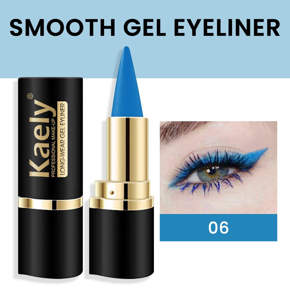 evpct 1Pcs Light Blue Gel Eyeliner Pencil Eye Black Face Paint Stick Makeup Set Waterproof Matte Cream Crayon Eyeliner Pencil Set Cat Eye Liners Eyeshadow Guide delineador de ojos contra el agua