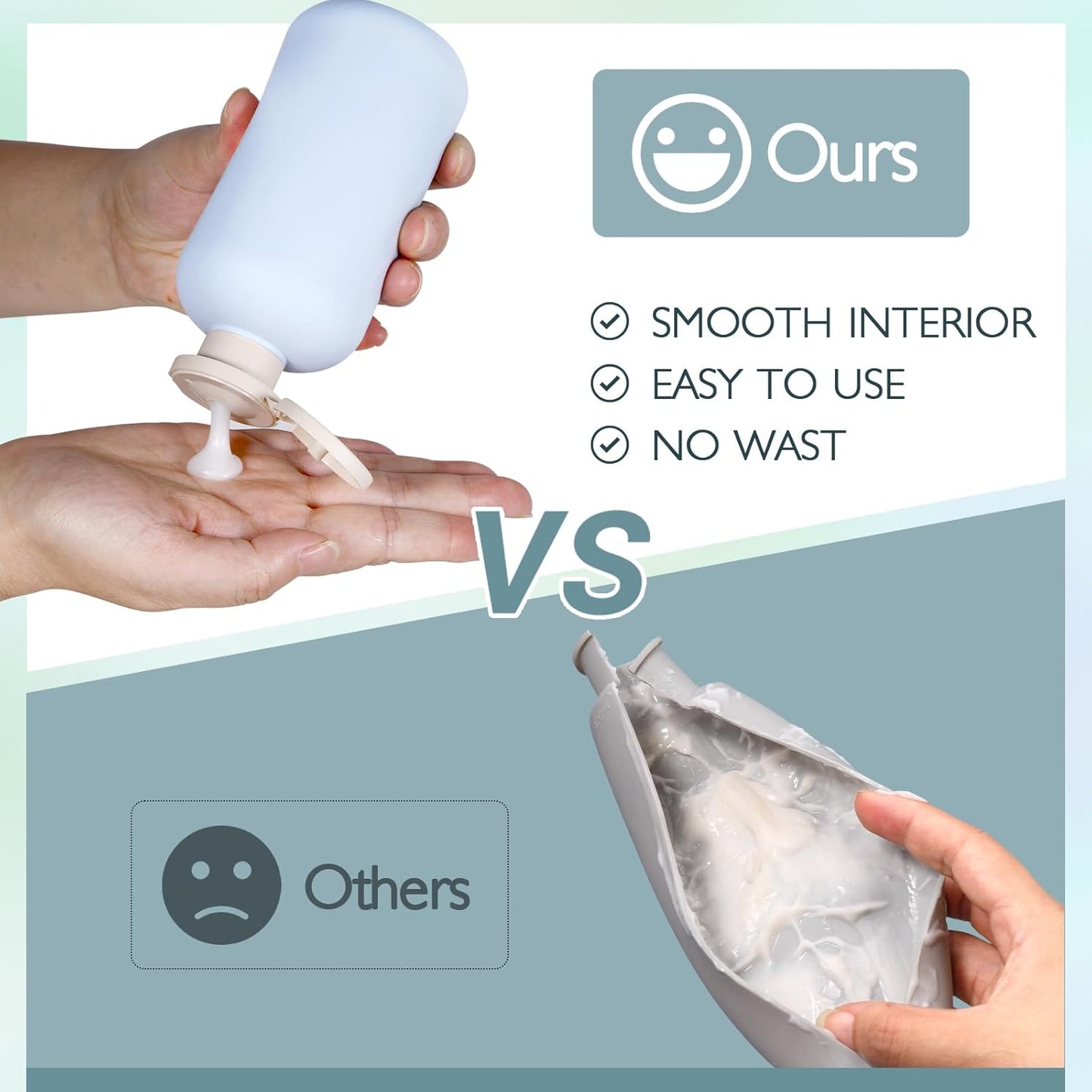 ASEVAT Travel Refillable Shampoo and Conditioner Bottles - 10 oz Plastic Squeeze Bottles with Flip Cap for Toiletries and Liquids (3Pcs)