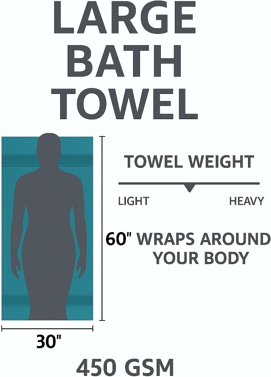 HERCULEAN Bath Sheet 30 x 60 Pack of 4 | 450 GSM Quick Dry and Highly Absorbent | 100% Cotton Terry Towels for Bathroom - Perfect for Shower - Pool and Spa - Luxury Soft Towels - Black