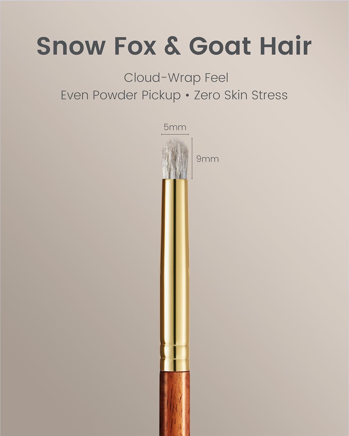 Desert Oak Series Precision Blender Brush - 5mm Tapered Arctic Fox & Goat Hair for Inner Corner Highlight & Detailing, Bubinga Handle (CM 205)