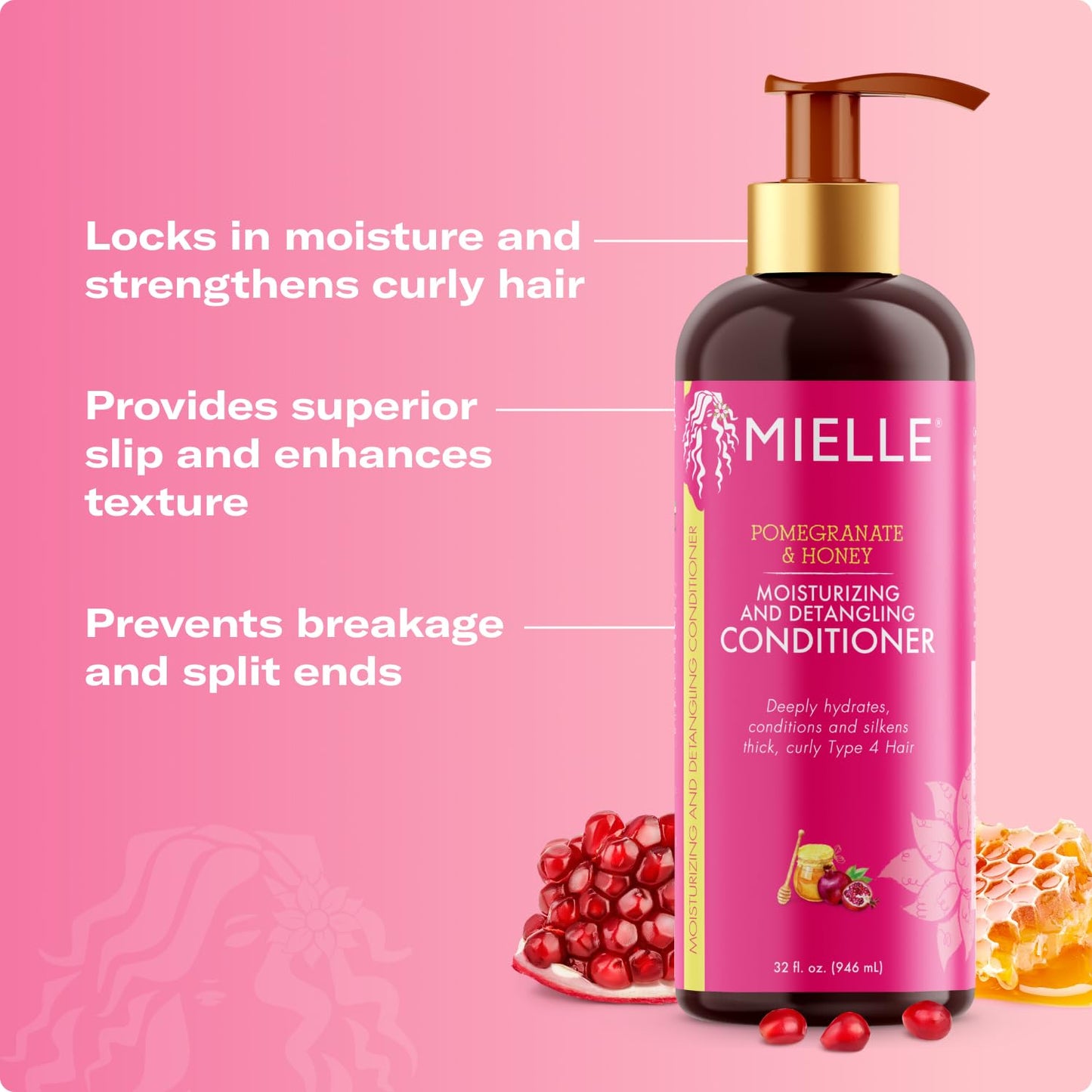 Mielle Organics Pomegranate & Honey Moisturizing and Detangling Shampoo and Conditioner for Type 4 Hair