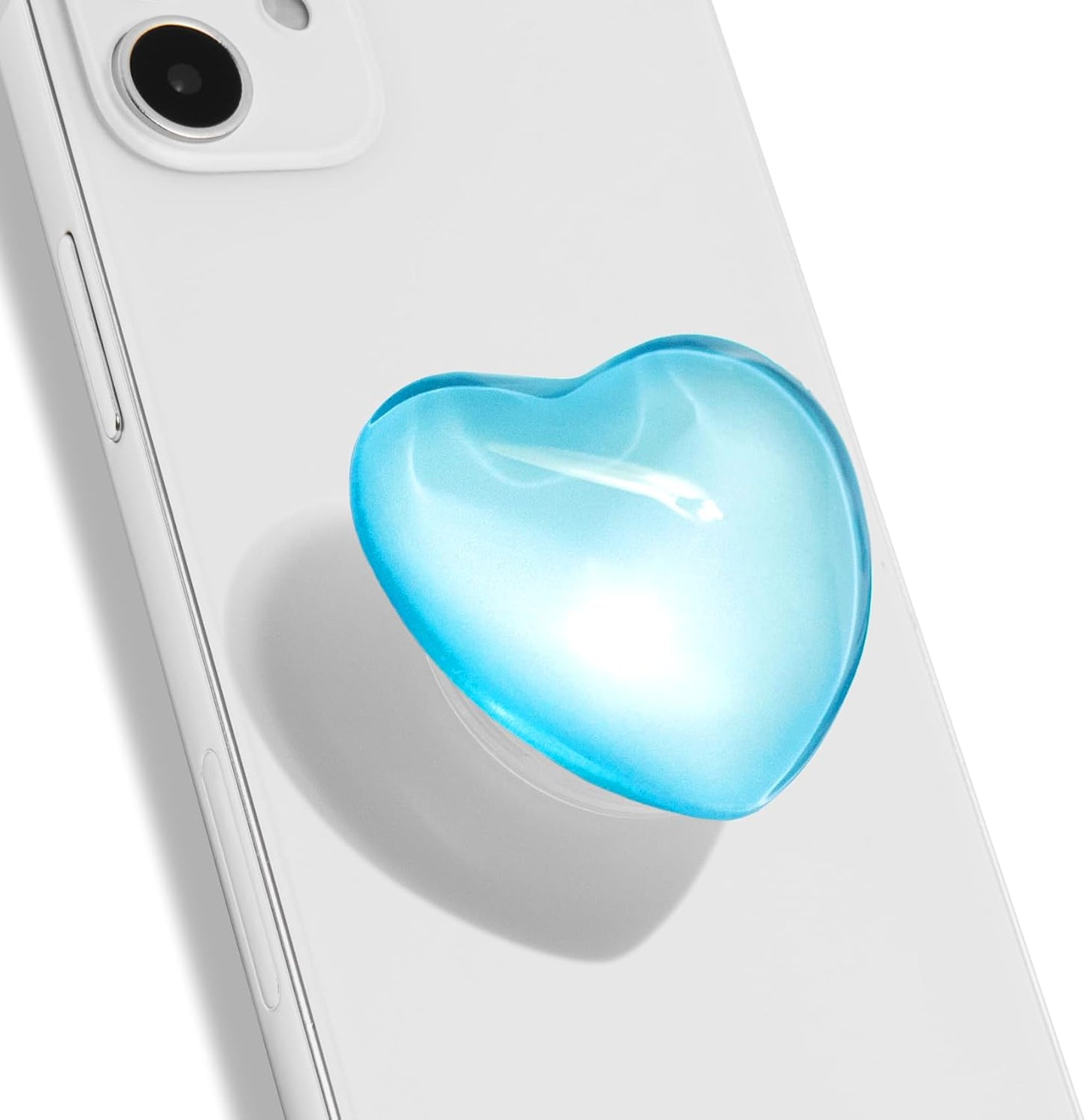 OnTheGrip Cute Glass Heart Design Collapsible Expandible Mobile Phone Grip Stand Holder for Smartphone Tablet Cell Phone Accessory (Blue)