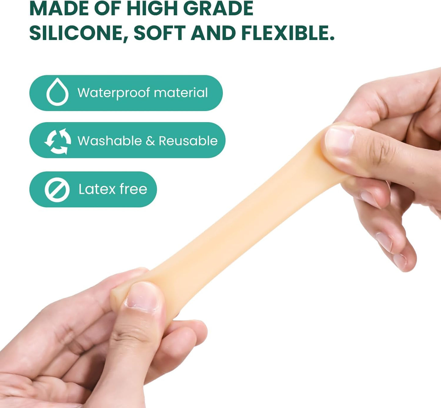 Welnove Gel Toe Cap and Protector - Silicone Toe Covers - Toe Cushions for Pain Relief, Missing or Ingrown Toenails, Corns, Calluses, Blisters (8 Large, Beige)