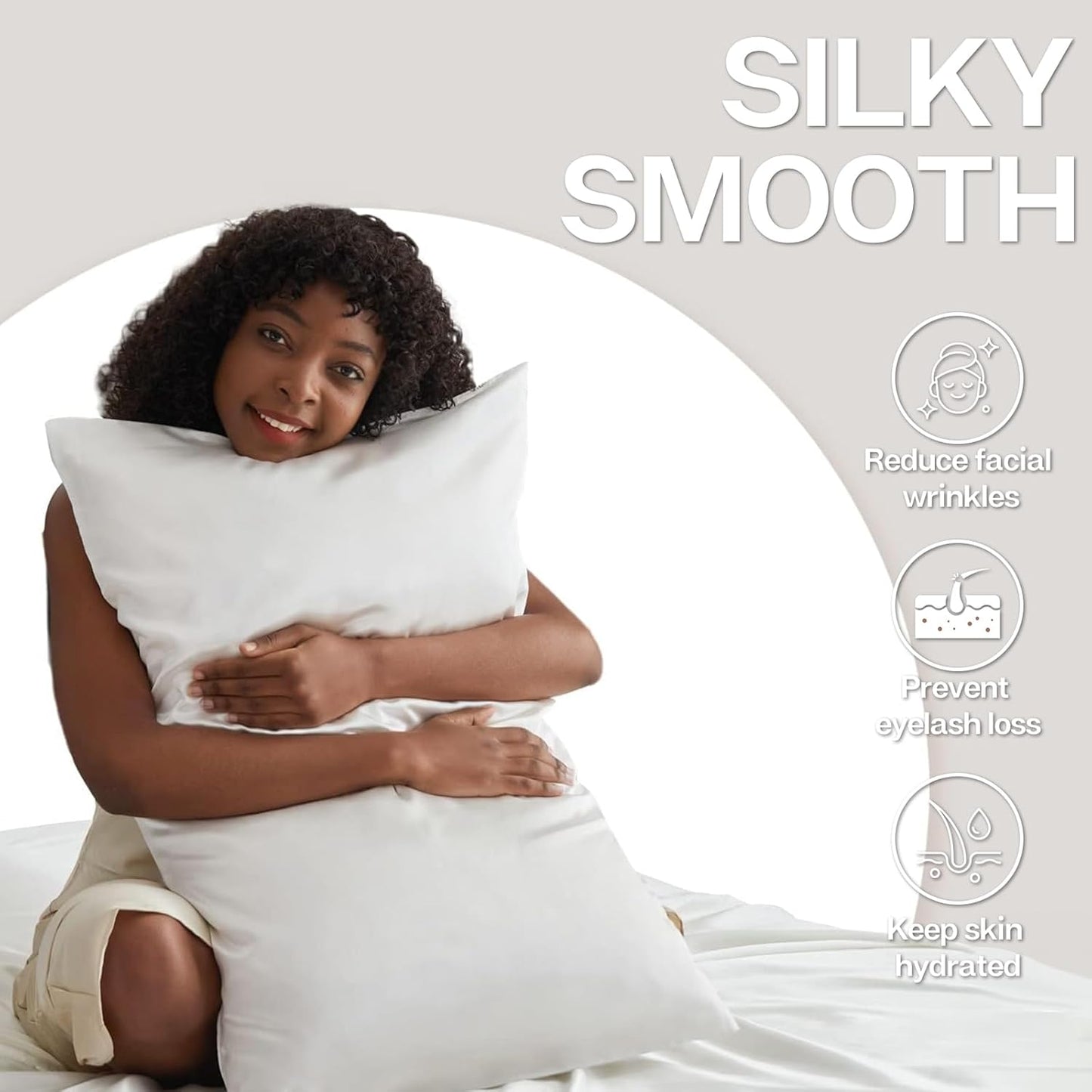 MR&HM Satin Pillowcase for Hair and Skin, Silk Satin Pillowcase 2 Pack, King Size Pillow Cases Set of 2, Silky Pillow Cover with Envelope Closure (20x40, Ivory)