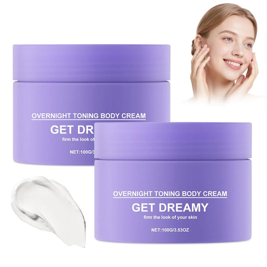 Get Dreamy Overnight Toning Whip, Overnight Toning Body Firming Cream, Body Firming Whip That Works While You Sleep, Skin Tightening Cream for Body with Caffeine & Vitamin C(2PCS)