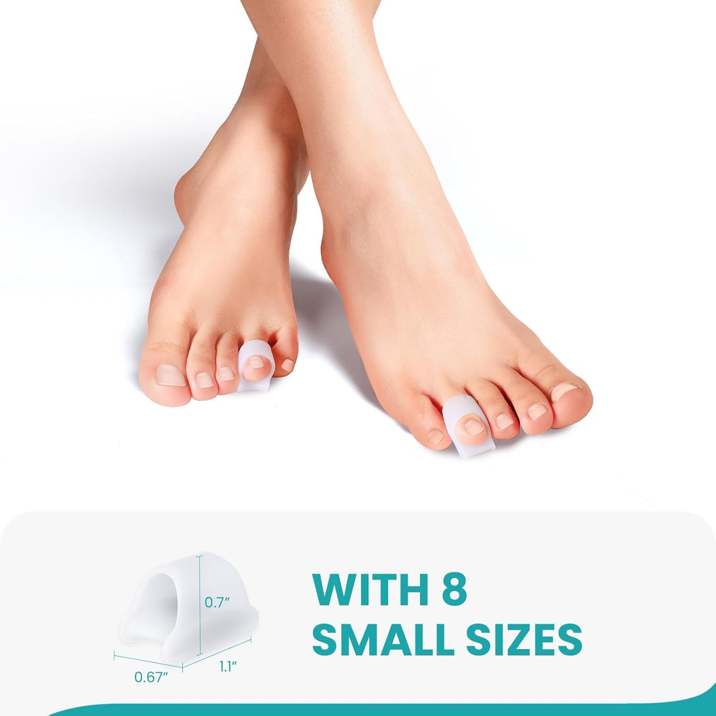 Hammertoe Corrector for Women - Soft Gel Toe Straighteners - Realign Bent, Curled, Crooked, Claw, Bunion, Hammer Toes - Toe Corrector for Men（8 Count, Small, White）