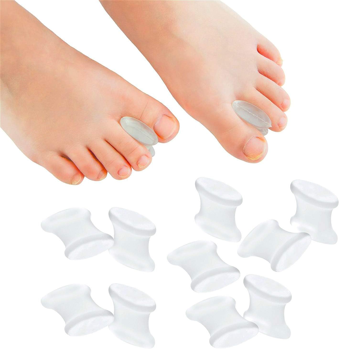 Povihome 10 Pack Gel Bunion Corrector and Toe Spacers Separators and Straightener Orthotics (4/10''Thick) for Sports Activities, for Men and Women Overlapping Toes, Bunion Pain Relief - Large Size