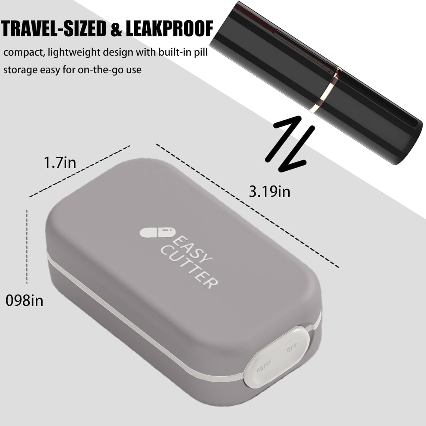 Pill Cutter Splitter for Small or Large Pills with Safety Lock - Accurate and Easy Travel-Friendly Design for Daily Use (Gray)