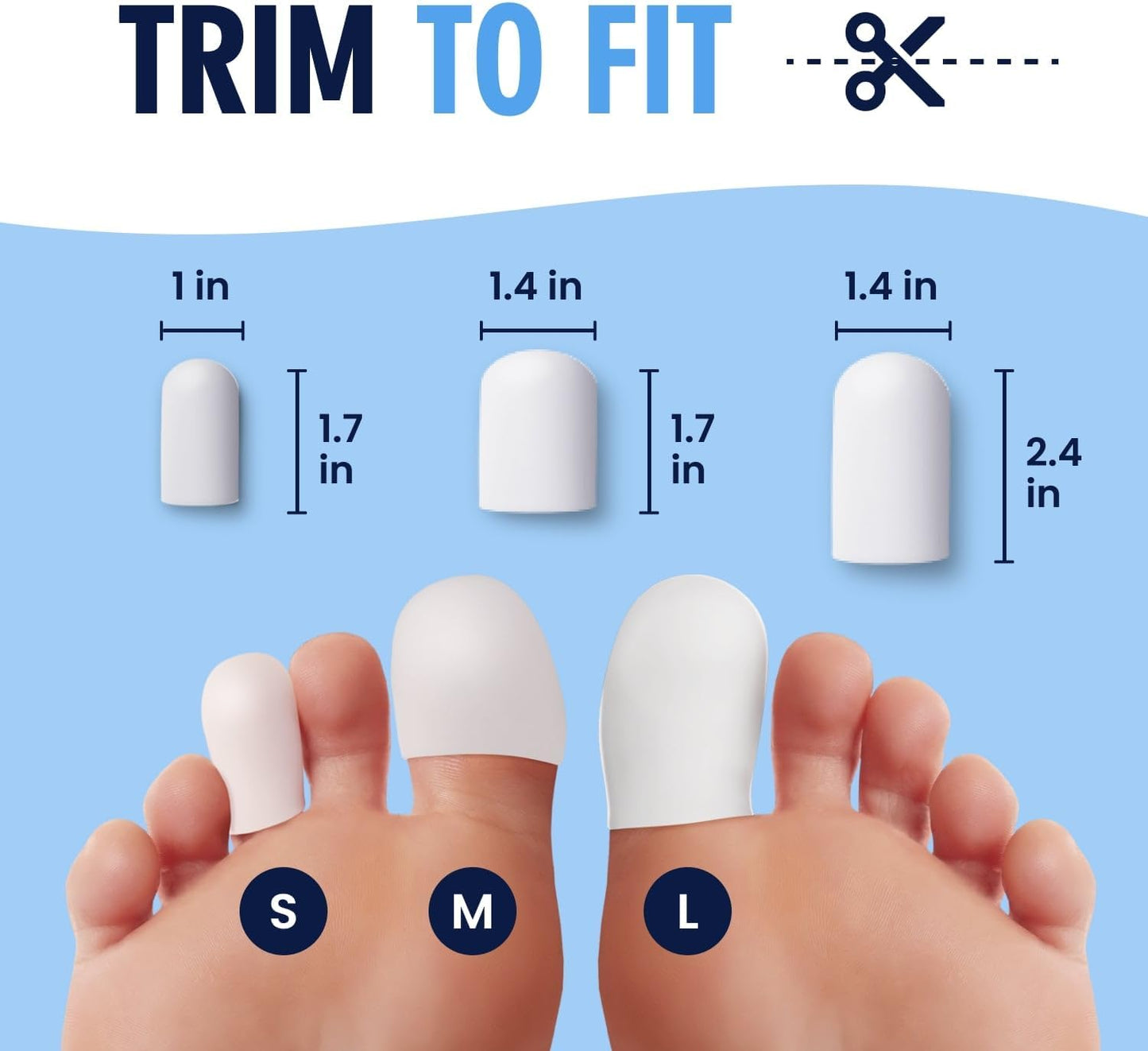 Dr. Frederick's Original Gel Toe Protectors for Men & Women - 12 ct - Toe Caps for Foot Pain Relief - Flexible Cushions for Ingrown Toenails, Corns, Calluses, Blisters, and Comfort - White - Large