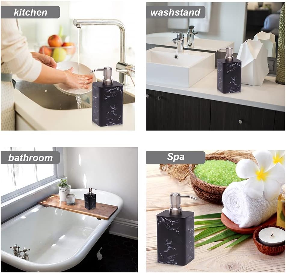 2 Pack Refillable Hand Soap Dispenser with Brushed Nickel Pump - Black