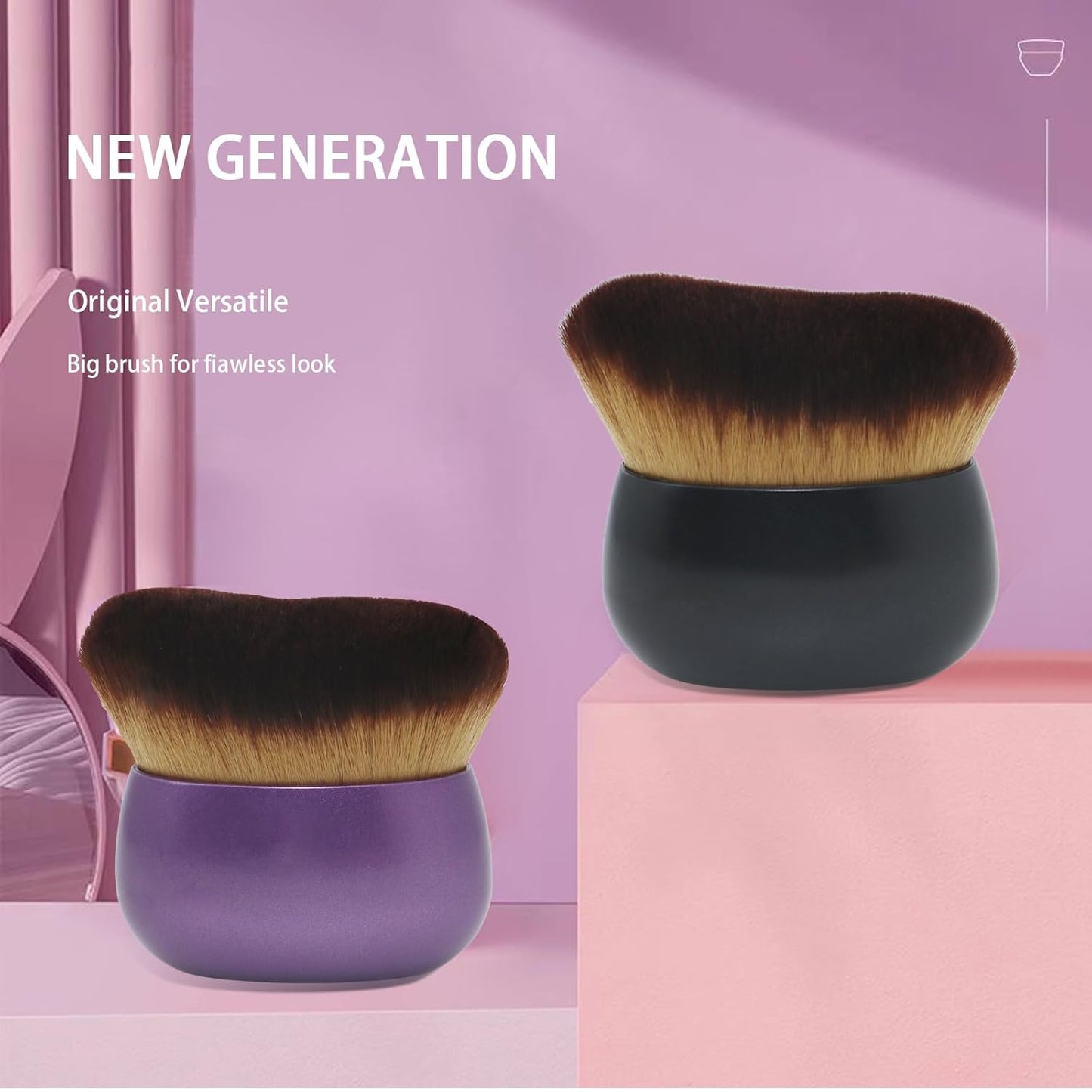 Makeup Blend & Blur Extra Large Body Brush for Self Tanner,Leg Makeup & Bronzer Self Tan Applicator, Powder, Foundation, Blusher, Bronzer，Massager for Face Gift box (Black)