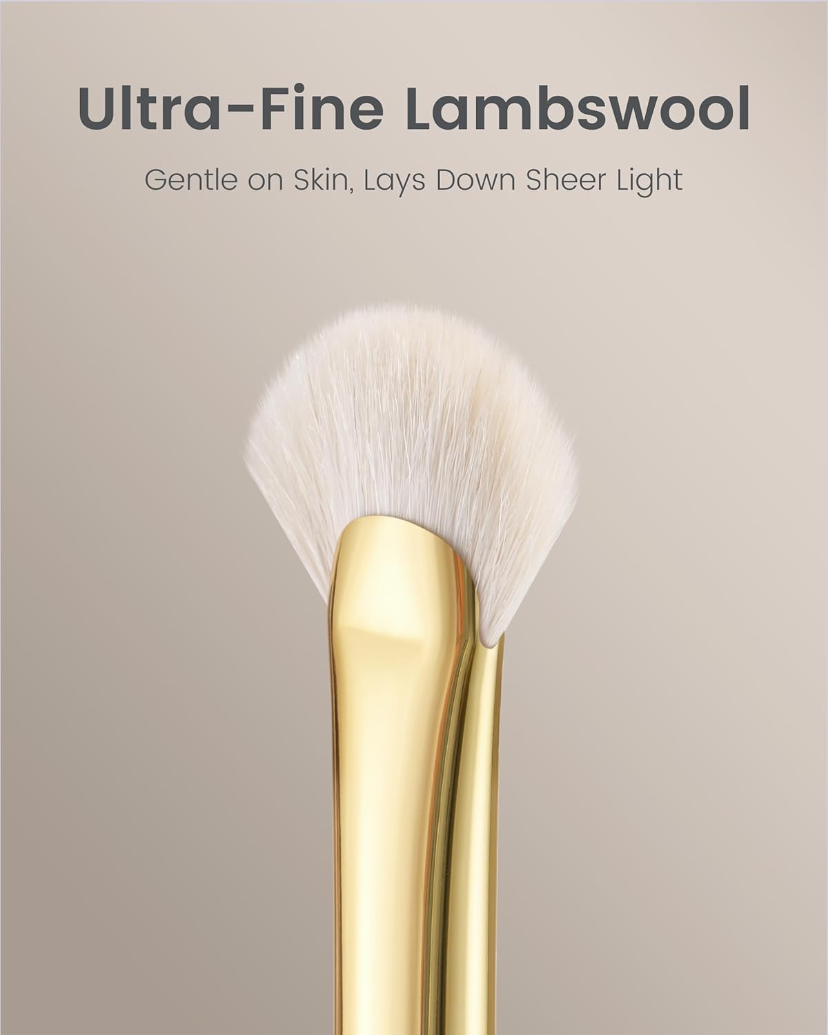 Desert Oak Series Mini Fan Brush - Ultra-Fine Goat Hair for Precision Highlighting, Flat Fan Shape Targets Cheekbones/Nose Bridge, Ebana Bubinga Handle & Brass Ferrule (CM 166)