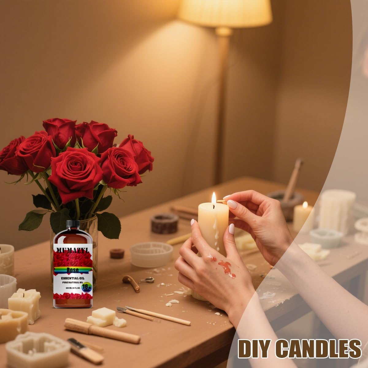 Rose Essential Oil, Rose Oil 16 Fl Oz 480ML for Diffuser Humidifier Yoga Cleaning DIY Candle Soap Making Essential Oils