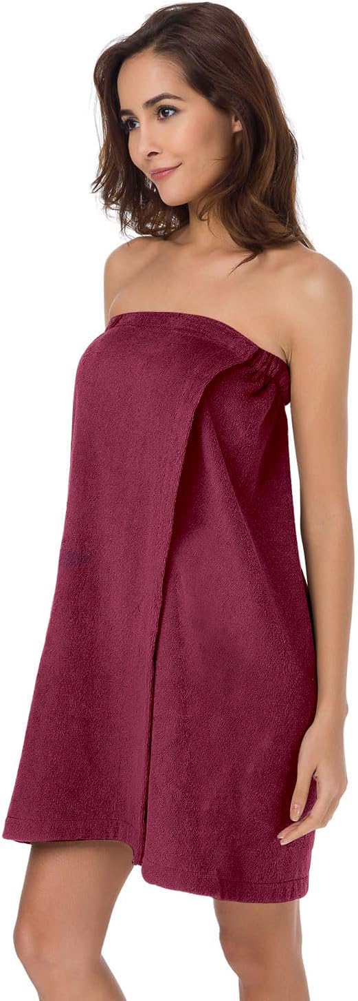 SIORO Women Bath Towel Wrap Robe, Soft Cotton Terry Spa Cloth, Plush Adjustable Closure for Shower, Travel, Pool, Gym