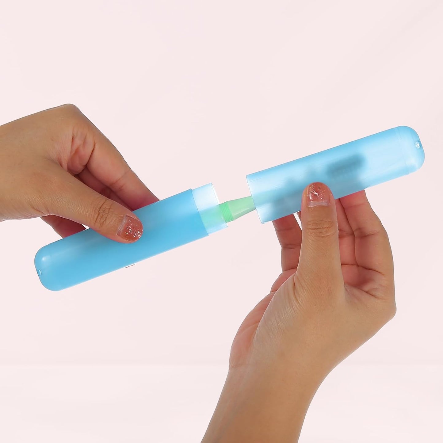 VOCOSTE 2 Pcs, Toothbrush Travel Case, Plastic, Lightweight Traveling Toothbrush Holders Case, for Travel Business, Blue Orange, 7.48"x1.06"