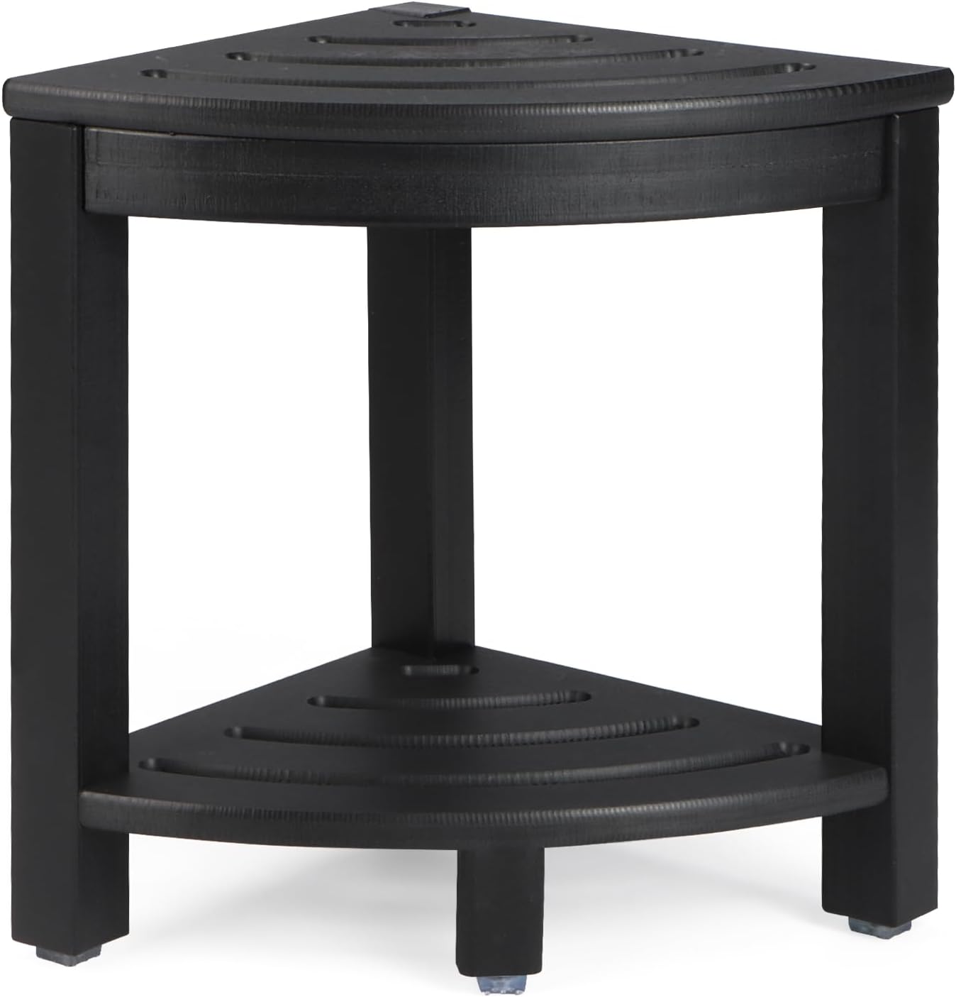 HDPE Corner Shower Stool,Shower Bench Seat with Storage Shelf for Shaving Legs Plastic Spa Bath Step Foot Rest for Bathroom Small Place (Black)