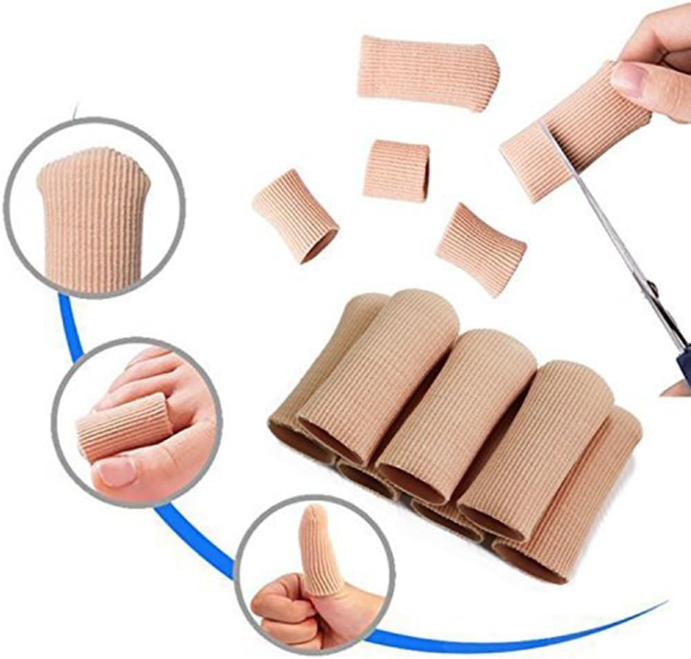 ERGOfoot 6 Pack Toe Caps Close Finger Toe Sleeve Tubes Toe Protectors Gel Rubbing Tube to Prevent Bunions, Hammertoes, Callus, Corn, Blisters(Diameter 1.5cm)
