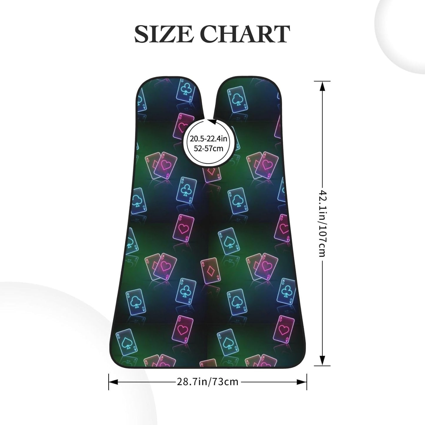 Non-Stick Beard Shaving Bib, Hair Catcher Apron with Suction Cups, Waterproof Grooming Tool for Men Husband, Ace of Poker Card Style Neon Black Shave Bib