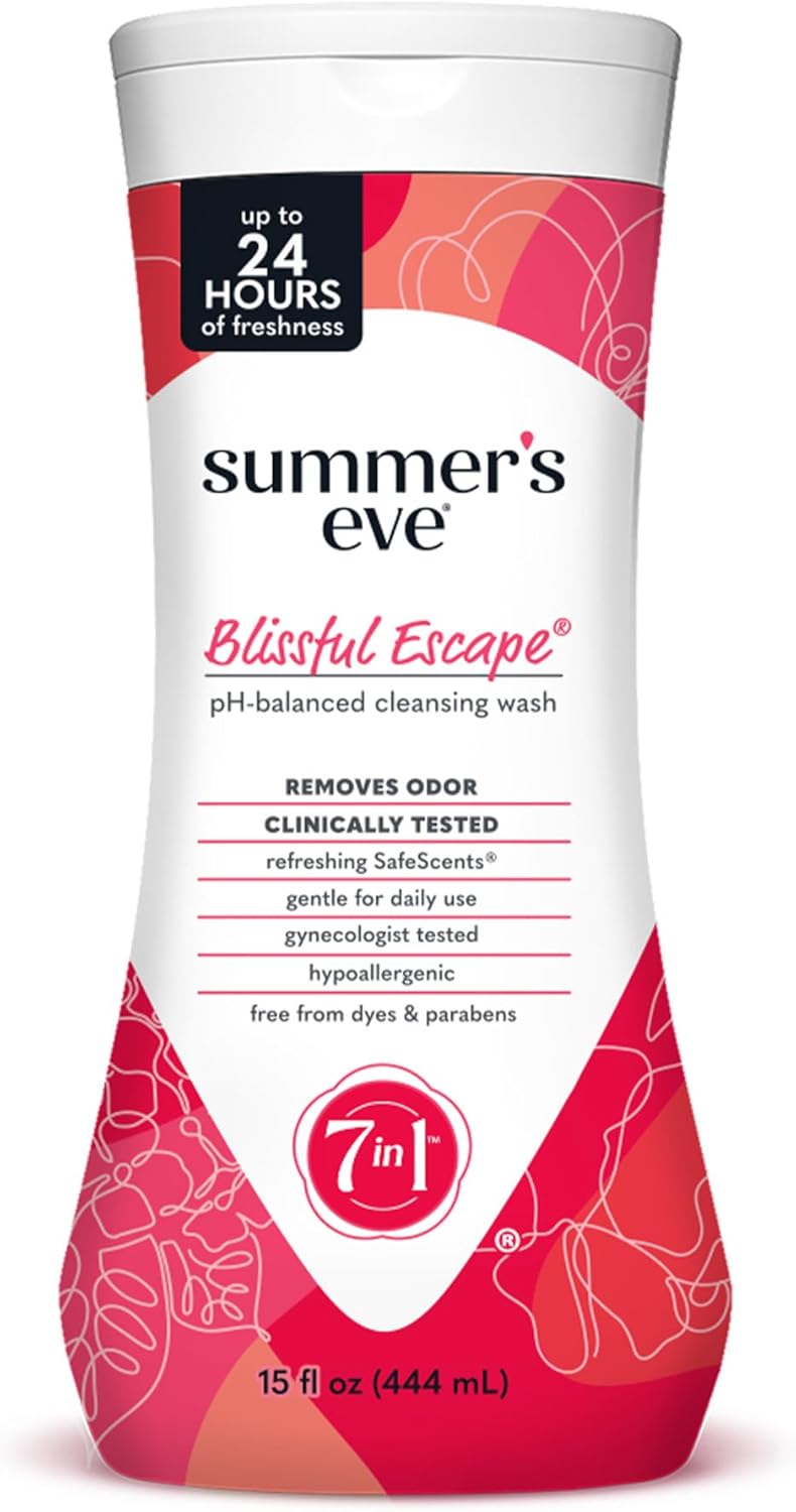 Summer's Eve Blissful Escape All-Over Daily Feminine Wash, pH-Balanced Body Wash for Women, Removes Vaginal Odor and Refreshes, 15 Fl Oz