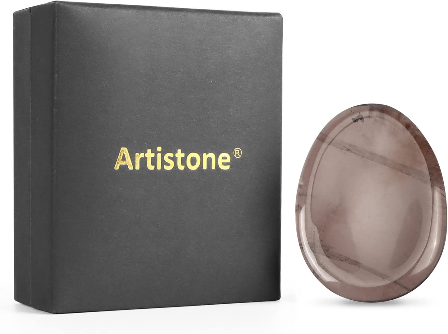 Artistone Smoky Quartz Crystal Chakra Thumb Worry Stone Teardrop Reiki Healing Stone Pocket Palm Stones for Anxiety Stress Relief Meditation Therapy Geometry Home Decor