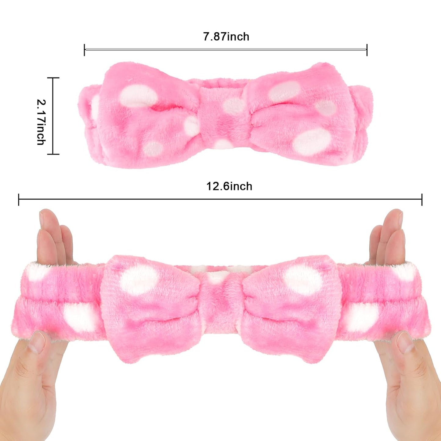 CIEHER Spa Headbands for Bachelorette Party Favors, 8 Pcs Pink Dot Spa Headbands for Bride & Bridesmaid, Bachelorette Gifts for Bride's Skincare & Makeup