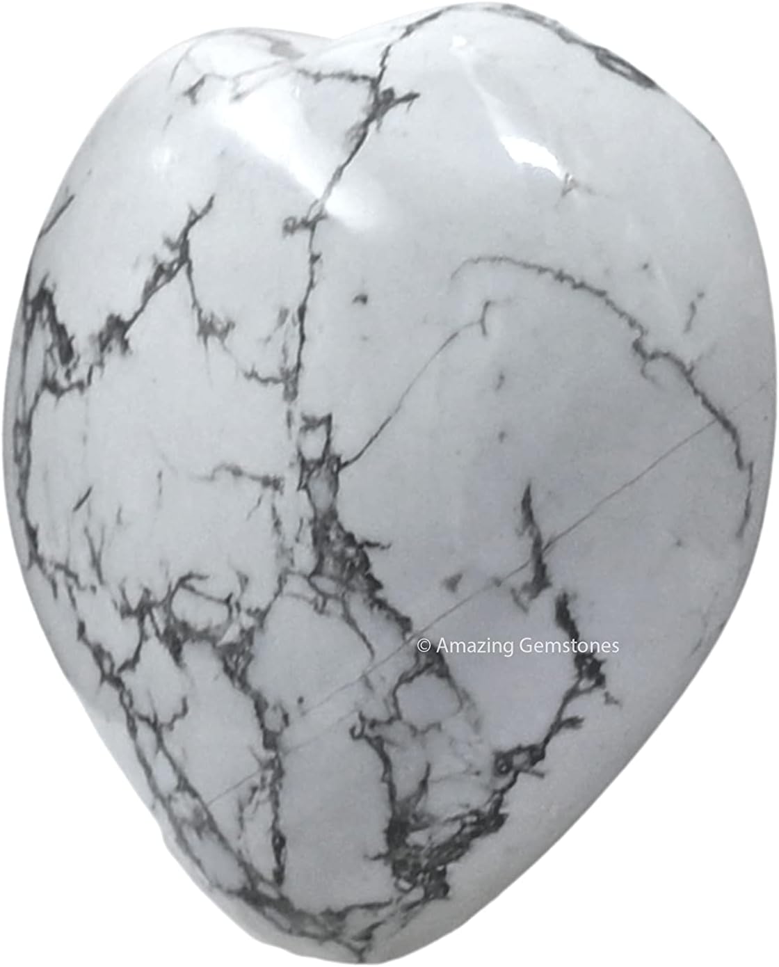 Howlite Crystal Heart Palm Stone - Pocket Massage Worry Stone for Natural Body Chakra Balancing, Reiki Healing and Crystal Grid