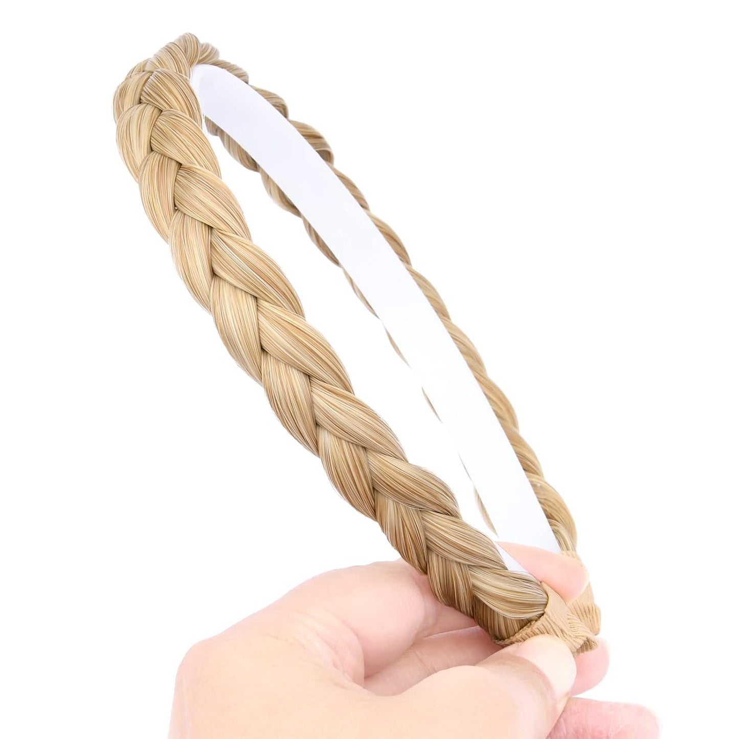 DIGUAN Width 0.6 inches Narrow Synthetic Hair Plaited Headband Braid With Teeth Hair Band Accessories for Women Girl (Honey Blonde)