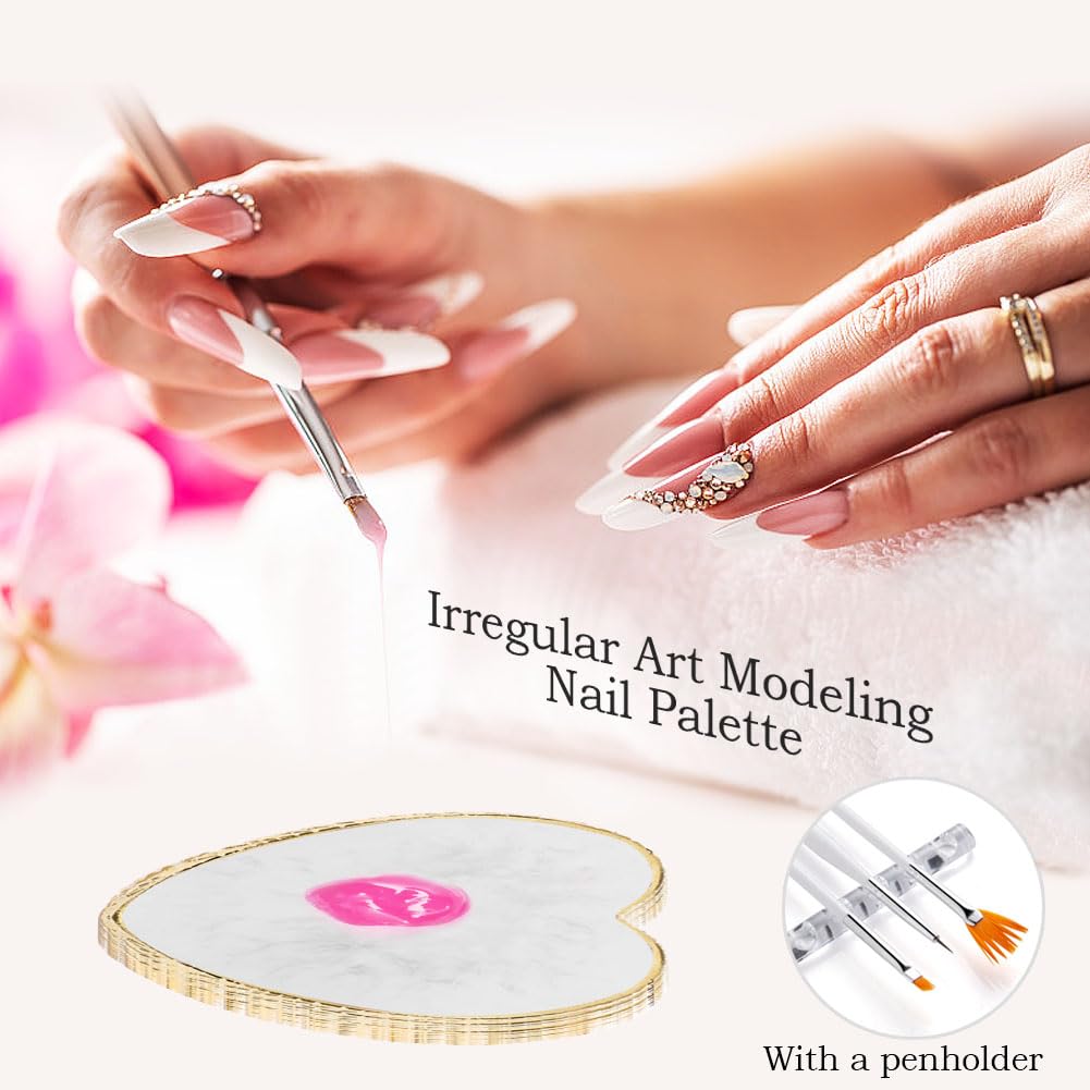 Nail Art Tools 27Pcs Set,Nail Art Brush,Resin Nail Art Palette,5 Pcs Nail Art Sculpture Pen,2-way Acrylic Silicone Engraving Pen Dotting Pen Tools Nail Art Kit for Nail Art DIY