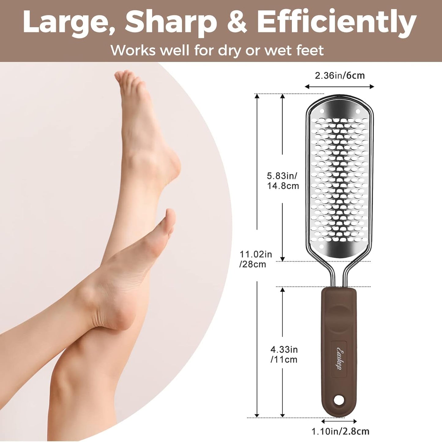 Foot File Foot Scrubber Pedicure - Callus Remover for Feet Easkep Professional Grater Rasp Foot Scraper Corns Callous Removers Cracked Dead Skin Remover for Dry and Wet Feet (Silver)