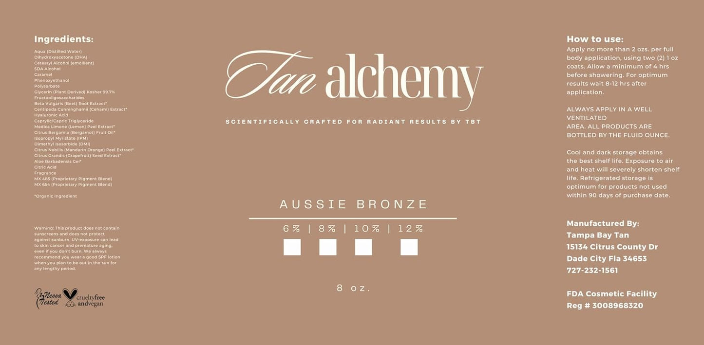 Tan Alchemy, Aussie Bronze 6% Light Sunless Airbrush Spray Tanning Solution (8 Fl Oz (Pack of 1)