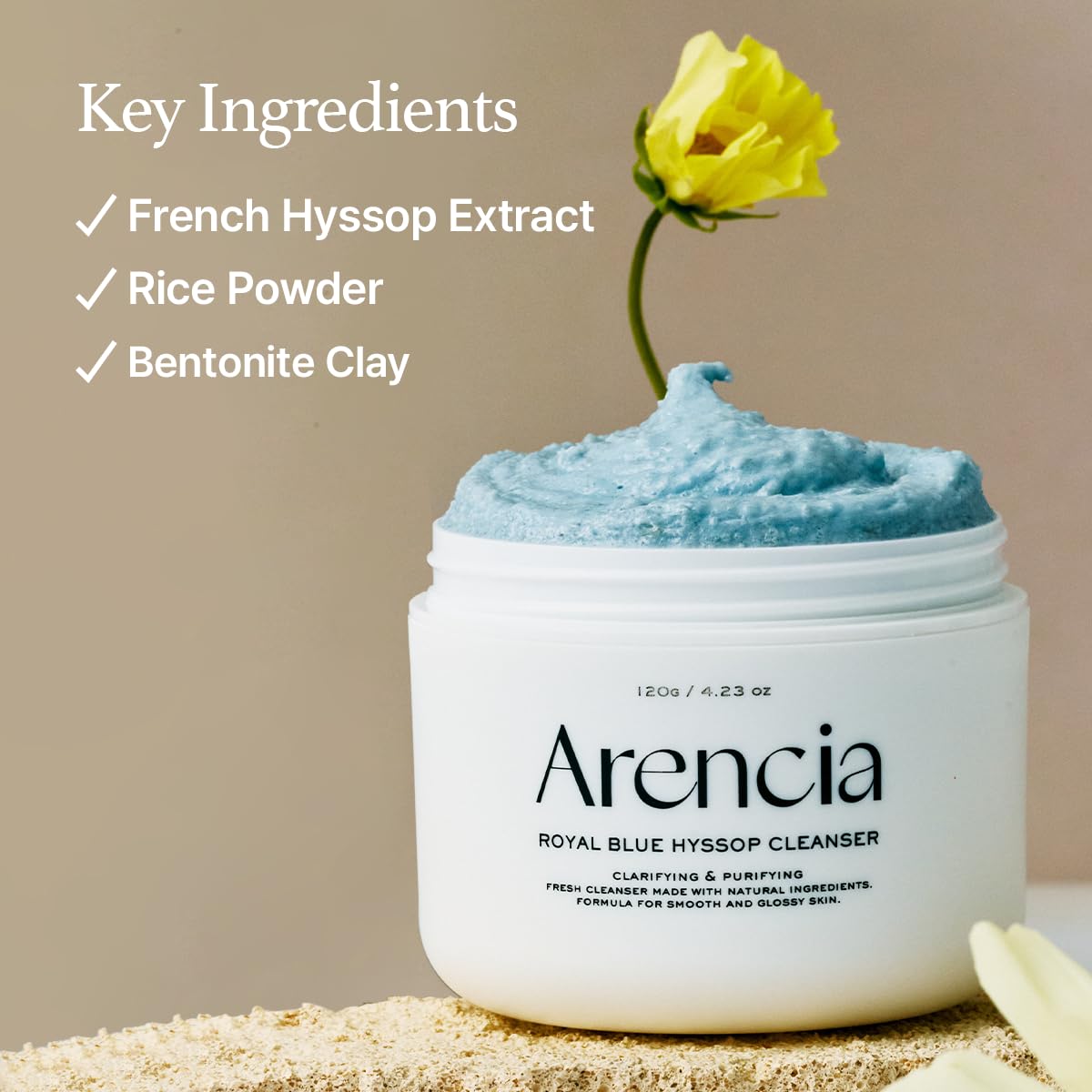 ARENCIA Hyssop Brightening & Deep-Cleansing Face Scrub & Exfoliator - All Skin Types, For Sebaceous Filaments & Blackheads (1.76oz)