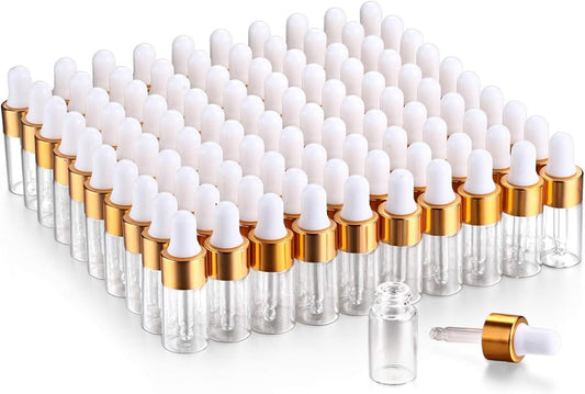 100,3ml Clear Glass Dropper Bottle,Mini Glass Eye Dropper Vials With Pipette For Essential Oils Empty Dropper With Pipette Sample Test Tubes Travel Perfume Liquid Container