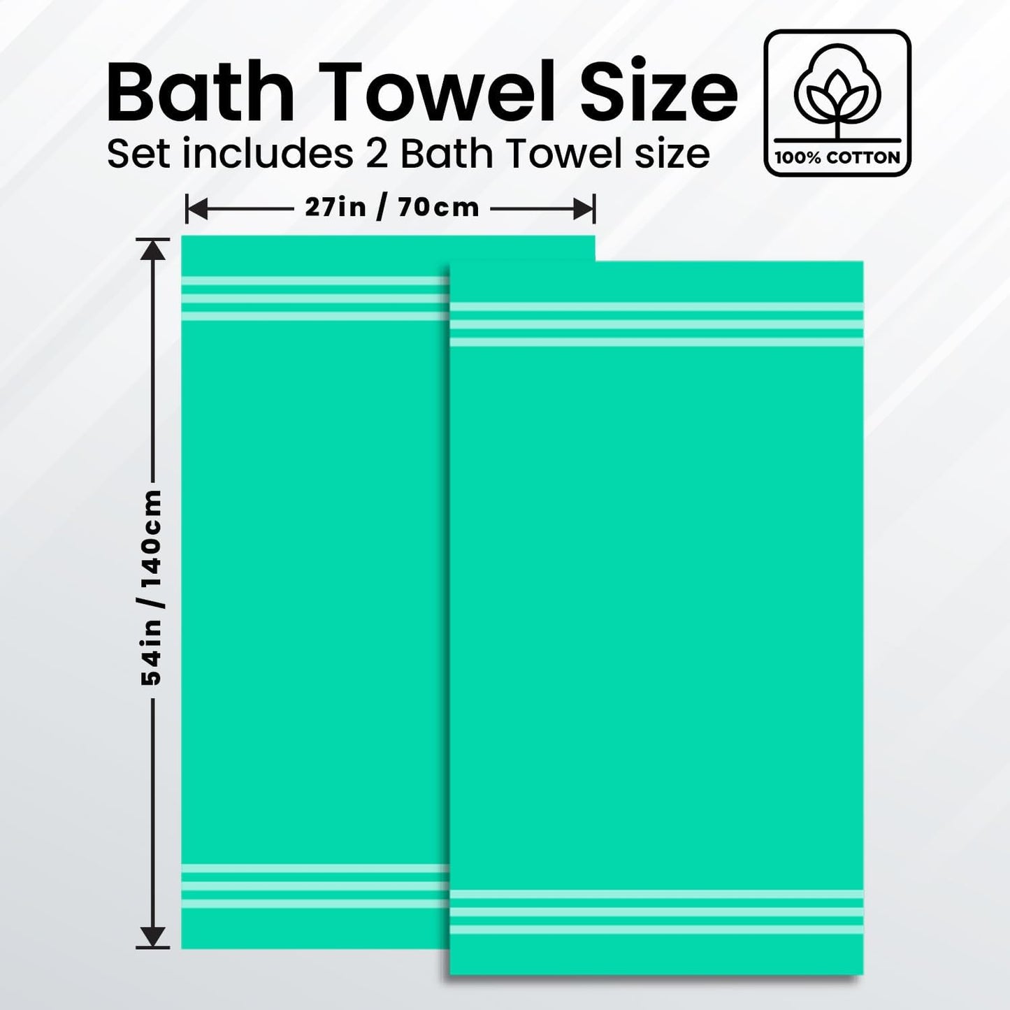Infinitee Xclusives 100% Cotton Luxury Bath Towels Set of 2 (27x54 Inches) (Vivid Green, Bath Towels - Pack 2)