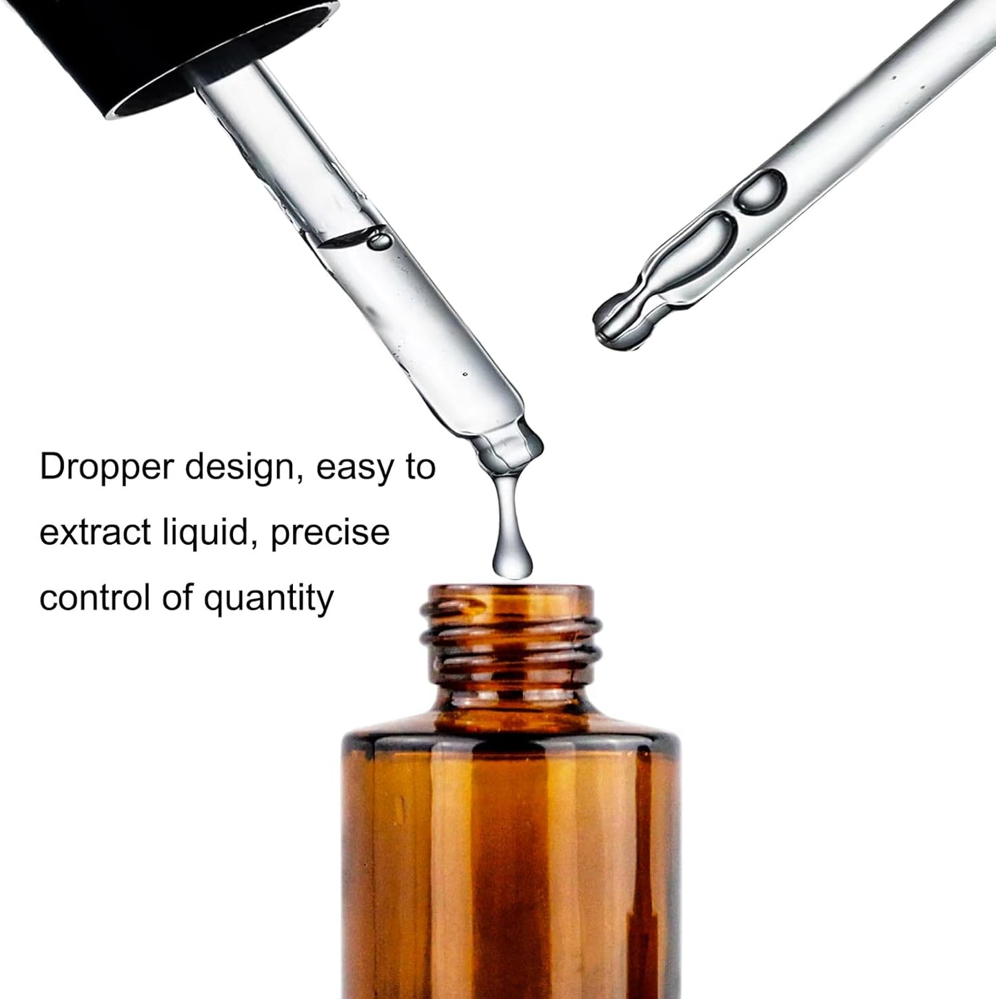 12 Pack 1 oz Amber Glass Dropper Bottle Essential Oils Bottle with Glass Eye Droppers,for Serum Essence Oil,Perfumes,Liquids (Amber, 1oz)