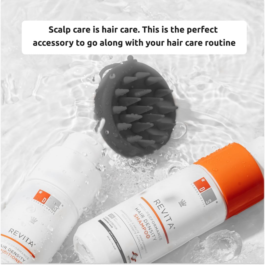 DS Labs Revitalizing Scalp Brush - Silicone Shampoo Massager for a Cleaner, Fresher, Feeling Scalp, Lifts Build Up & Boosts Lather, Ergonomic, Water Resistant, for All Hair Types