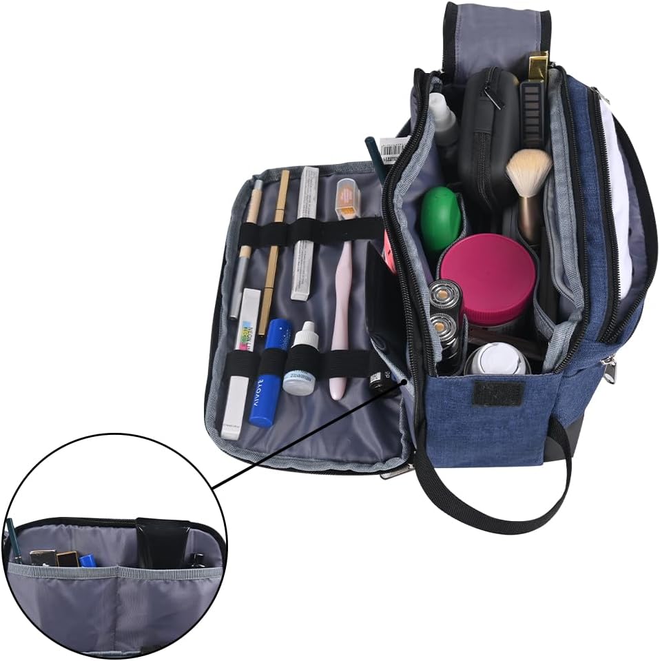 Travel Toiletry Bag for Men Dopp Kit Water-resistant Shaving Bag for Toiletries Accessories Door Room Essentials Navy Blue