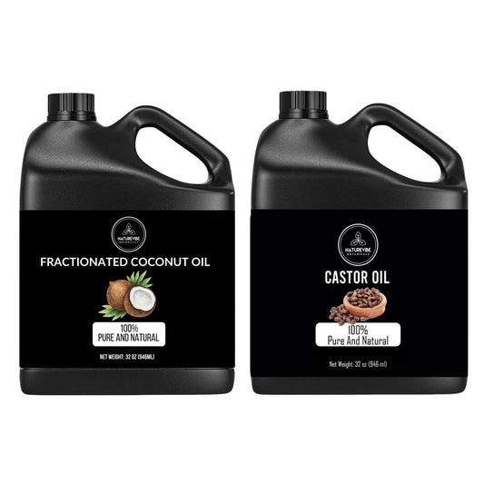 Naturevibe Botanicals Fractionated Coconut Oil 32oz and Castor Oil 32oz | Oil Combo